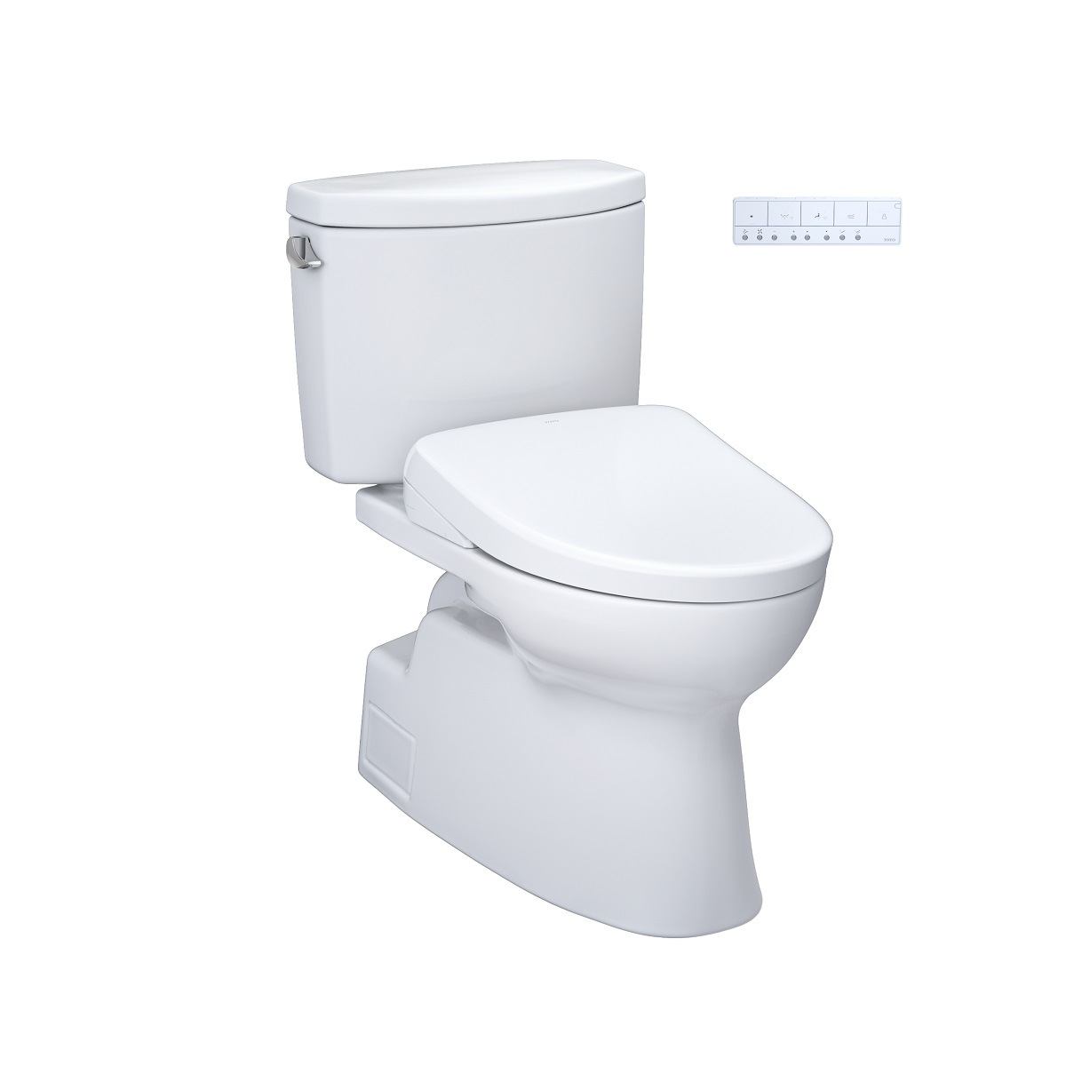 Toto MW4744736CEFG#01 WASHLET®+ Vespin® II 1.28 GPF Two-Piece Elongated Toilet and WASHLET®+ S7A Contemporary Bidet Seat in Cotton White