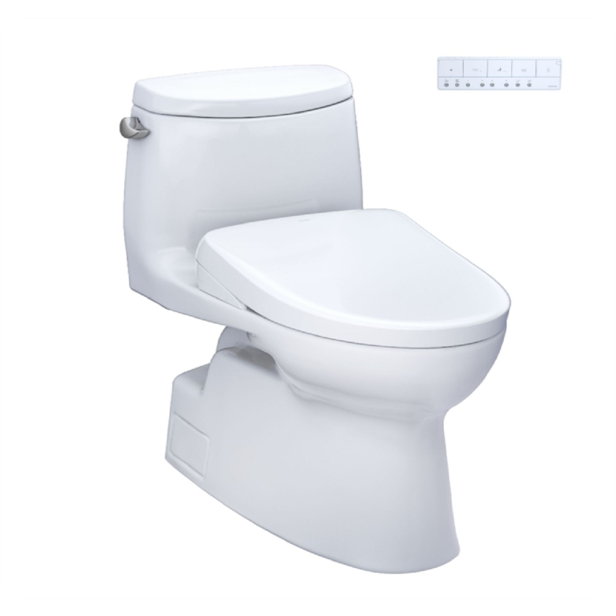 Toto MW6144726CEFG#01 Carlyle® II Elongated Washlet®+ S7 1.28 GPF One-Piece Toilet with EWATER+ Contemporary Bidet Seat in Cotton White