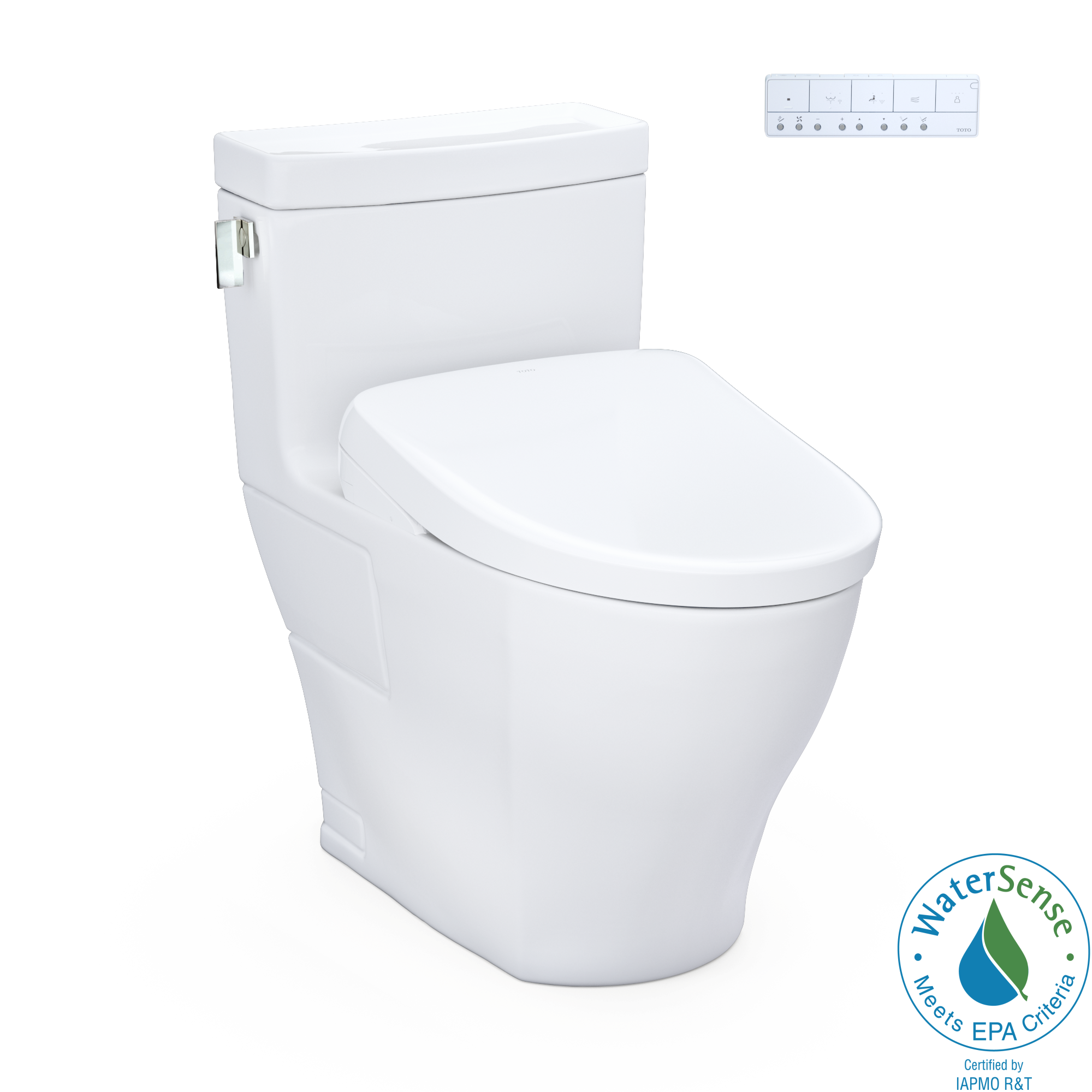Toto MW6244726CEFGA#01 Legato® Elongated Washlet®+ S7 1.28 GPF One-Piece Toilet with EWATER+ Contemporary Auto Flush Bidet Seat in Cotton White