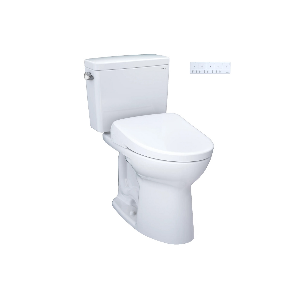 Toto MW7764736CEFG#01 Drake® WASHLET®+ 1.28 GPF Two-Piece Elongated Universal Height Toilet with S7A Contemporary Bidet Seat in Cotton White