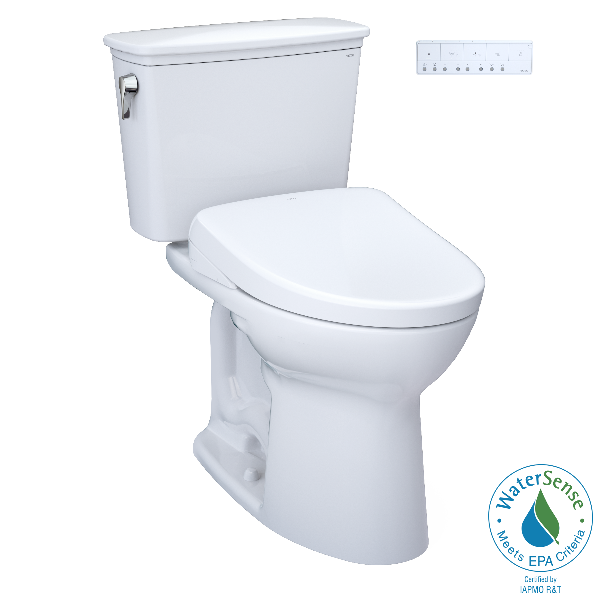 Toto MW7864726CEFGA.10#01 Drake® Transitional WASHLET®+ 1.28 GPF Two-Piece Elongated Universal Height Toilet and S7 Bidet Seat with Auto Flush in Cotton White