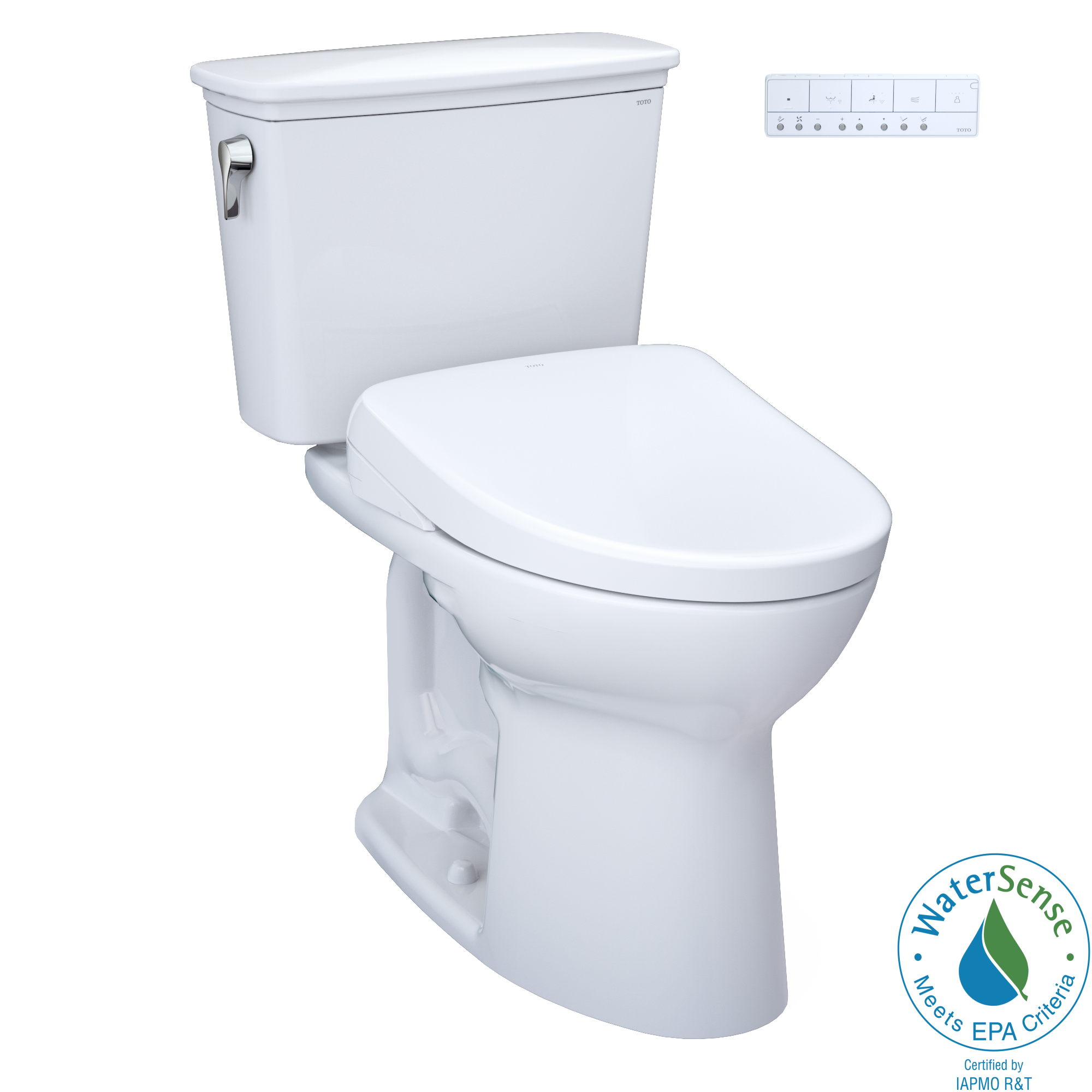 Toto MW7864736CEFG#01 Drake® Transitional WASHLET®+ 1.28 GPF Two-Piece Elongated Universal Height Toilet with S7A Contemporary Bidet Seat in Cotton White