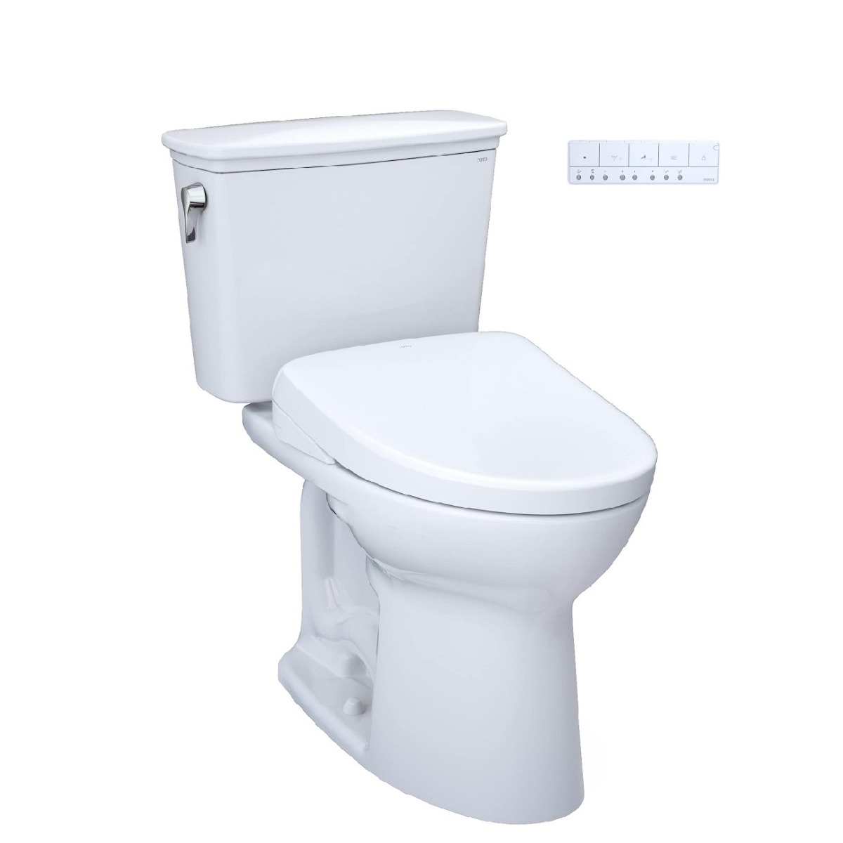 Toto MW7864736CEFG.10#01 Drake® Elongated Transitional Washlet®+ S7A 1.28 GPF 10" Rough-In Two-Piece Toilet with EWATER+ Contemporary Bidet Seat in Cotton White