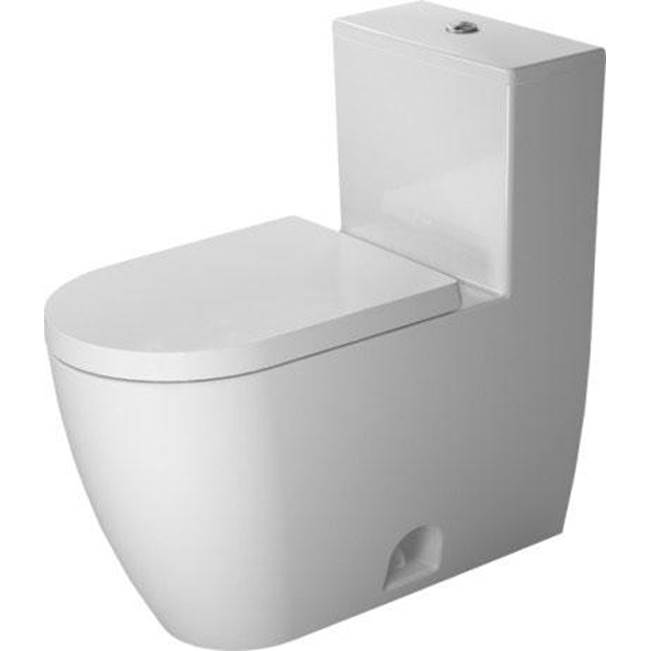 Duravit 2173012085 ME by Starck 1.28 GPF 12" Rough In Floor Mounted  Elongated One Piece Chair Height Toilet with Top Flush Button in White with HygieneGlaze (Seat Sold Separately)