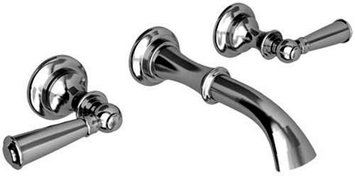 Newport Brass 3-2451/15A Sutton Double Handle Wall Mounted Lavatory Faucet With Metal Lever Handles in Antique Nickel