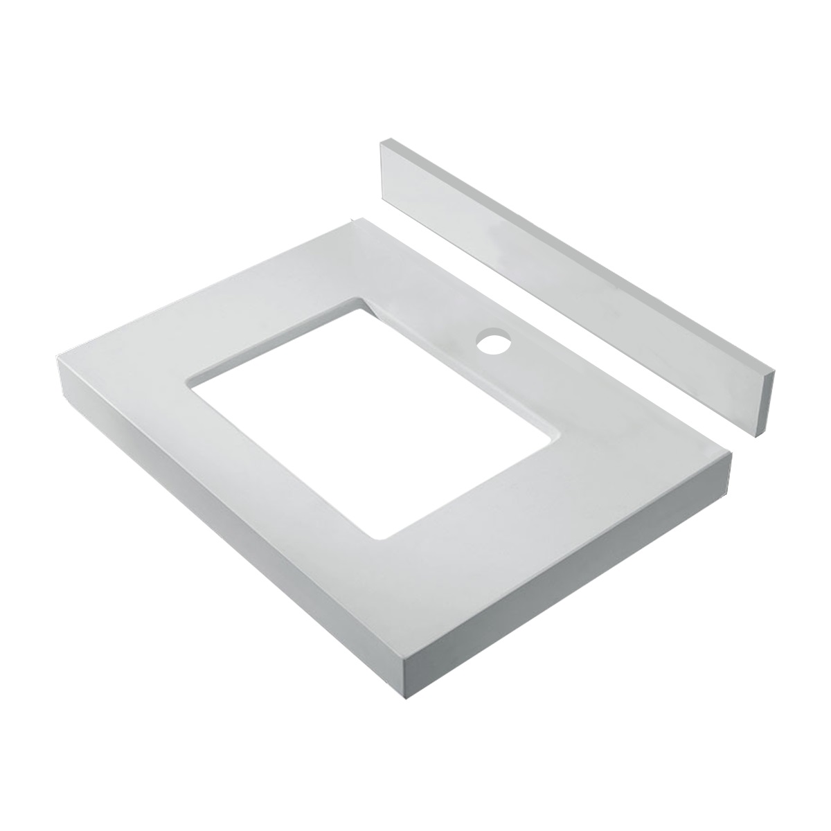 Madeli QSV2230-24-110-WC 24" W X 3" H X 22" D Quartzstone Counter Vanity Top with Single Faucet Hole in White Carrara