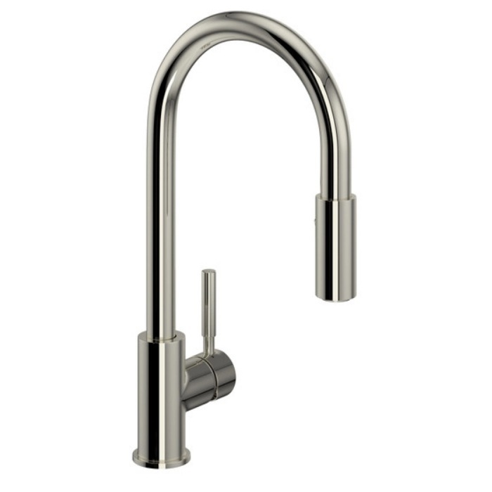 Riobel R7520PN Lux Side Handle Stainless Steel Pulldown Kitchen Faucet with Lever Handle in Polished Nickel