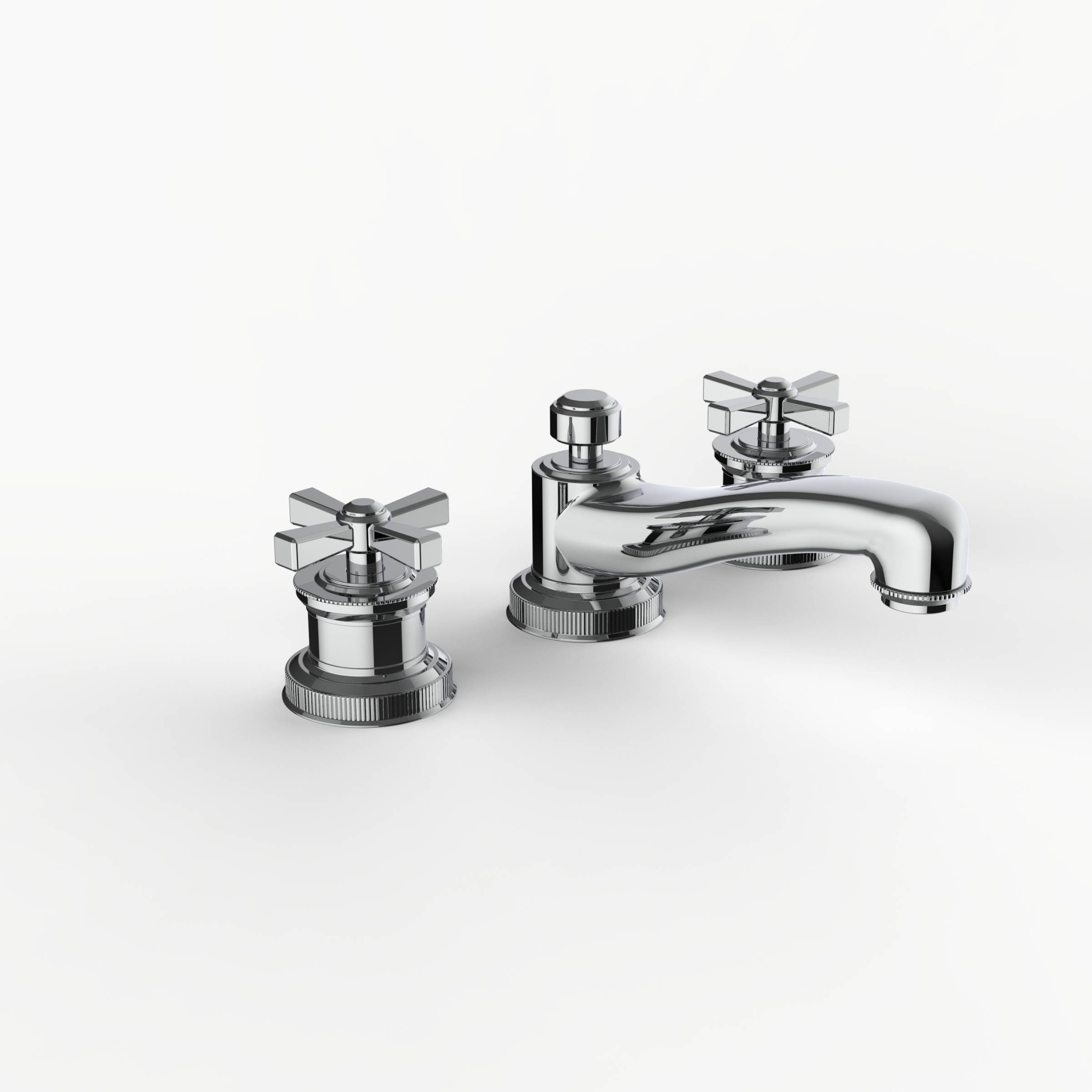 Davinci RET-RET-100-PC Retro Deck Mounted, Three Hole Lavatory Faucet with Low Profile Traditional Spout with Cross Handles with Pop Up Drain in Polished Chrome