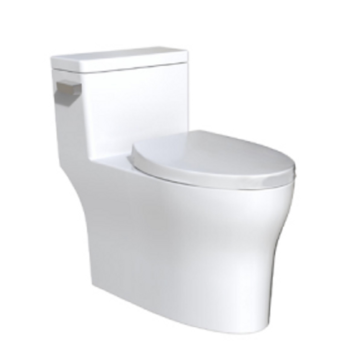 Studiolux SLT600 1.28 GPF Single Flush Elongated Skirted One Piece Toilet with Slow Close Seat and Polished Chrome Tank Lever in White