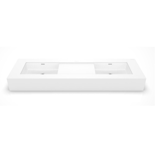 Davinci SR64207CDRDY0S4SMW SRG Series Counter Top Double Washbasin 64" L X 20" W X 7" H Solid Surface in Matte White