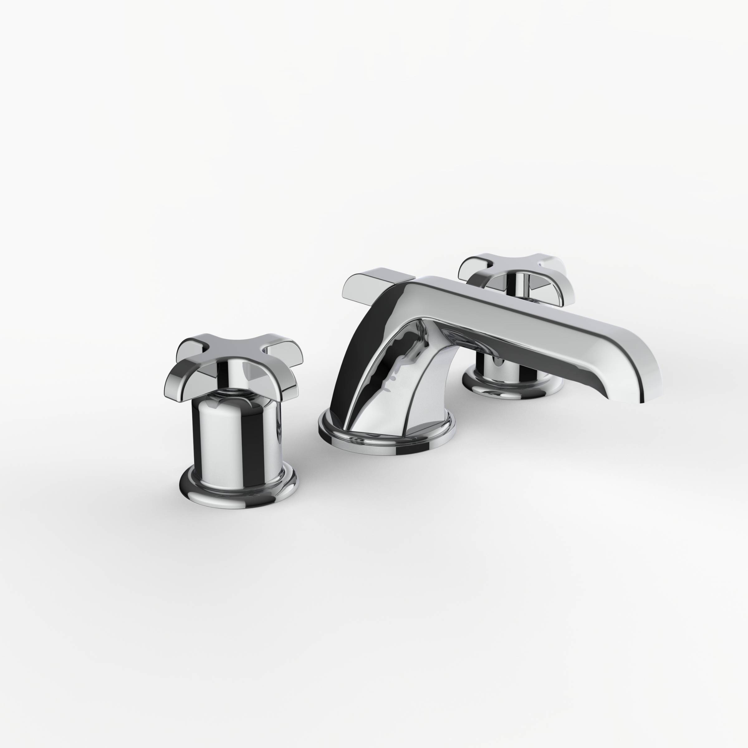 Davinci STR-AIR-100-PC Streamline Deck Mounted Three Hole Lavatory Faucet with Low Profile Spout with Cross Handles in Polished Chrome