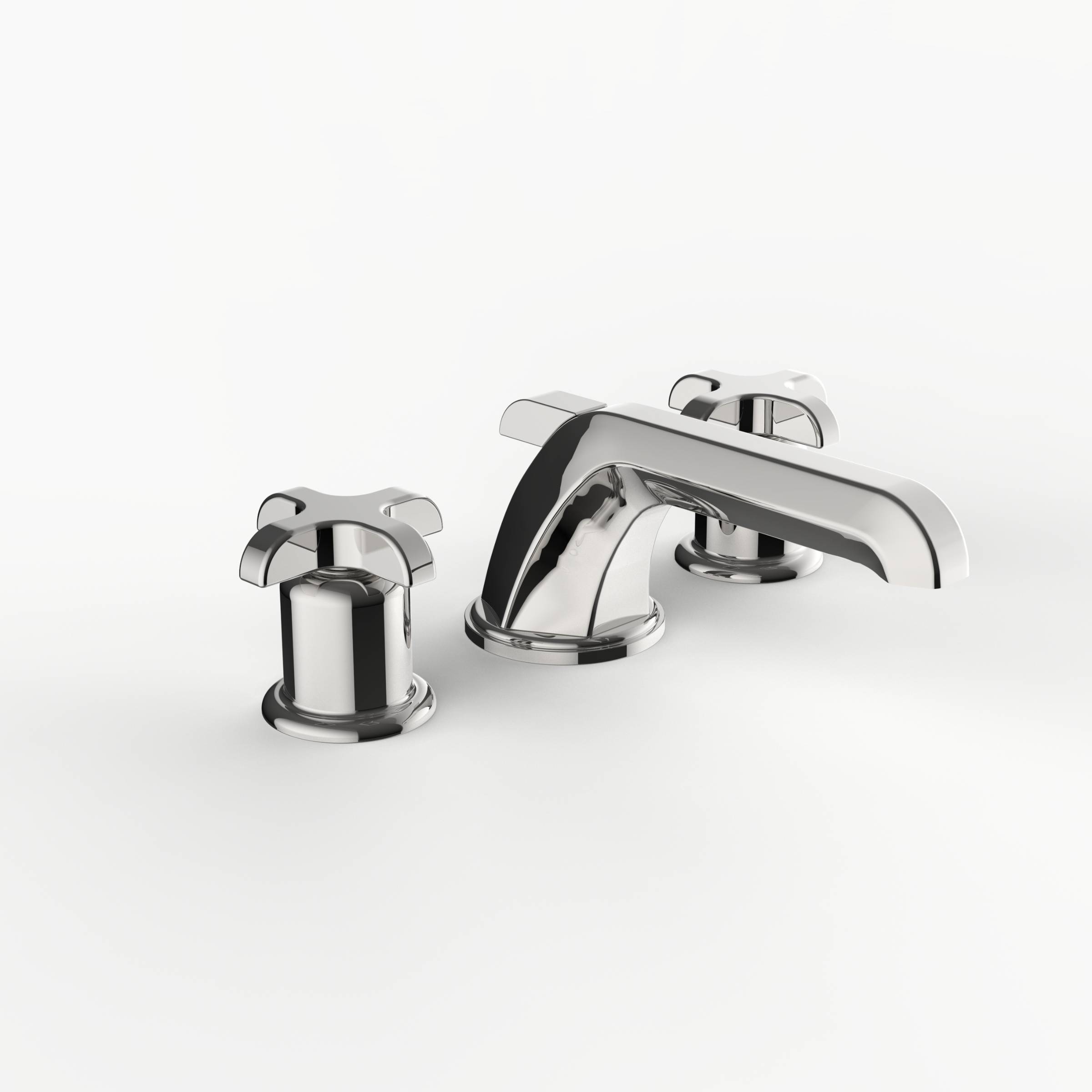 Davinci STR-AIR-100-PN Streamline Deck Mounted Three Hole Lavatory Faucet with Low Profile Spout with Cross Handles in Polished Nickel