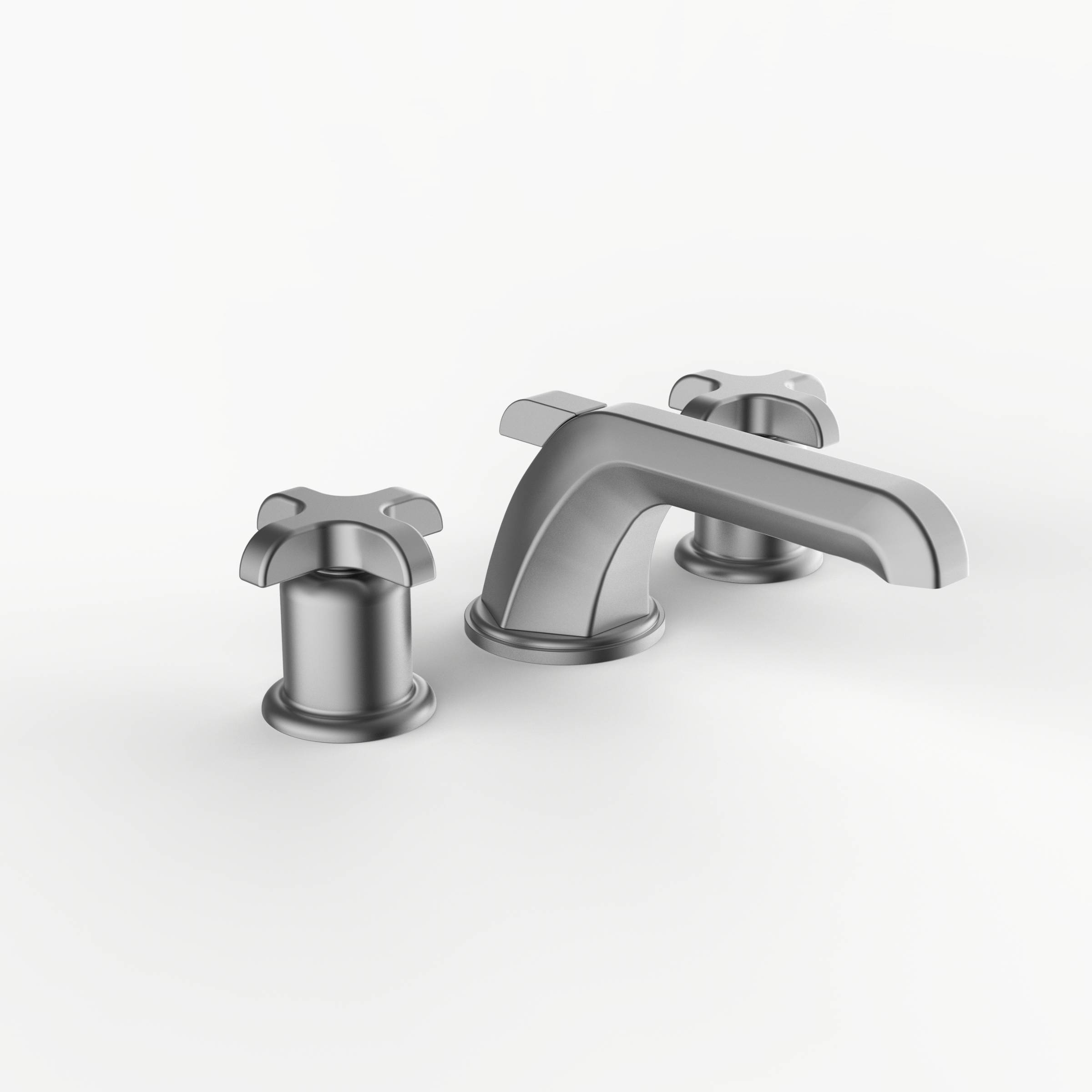 Davinci STR-AIR-100-SN Streamline Deck Mounted Three Hole Lavatory Faucet with Low Profile Spout with Cross Handles in Satin Nickel 