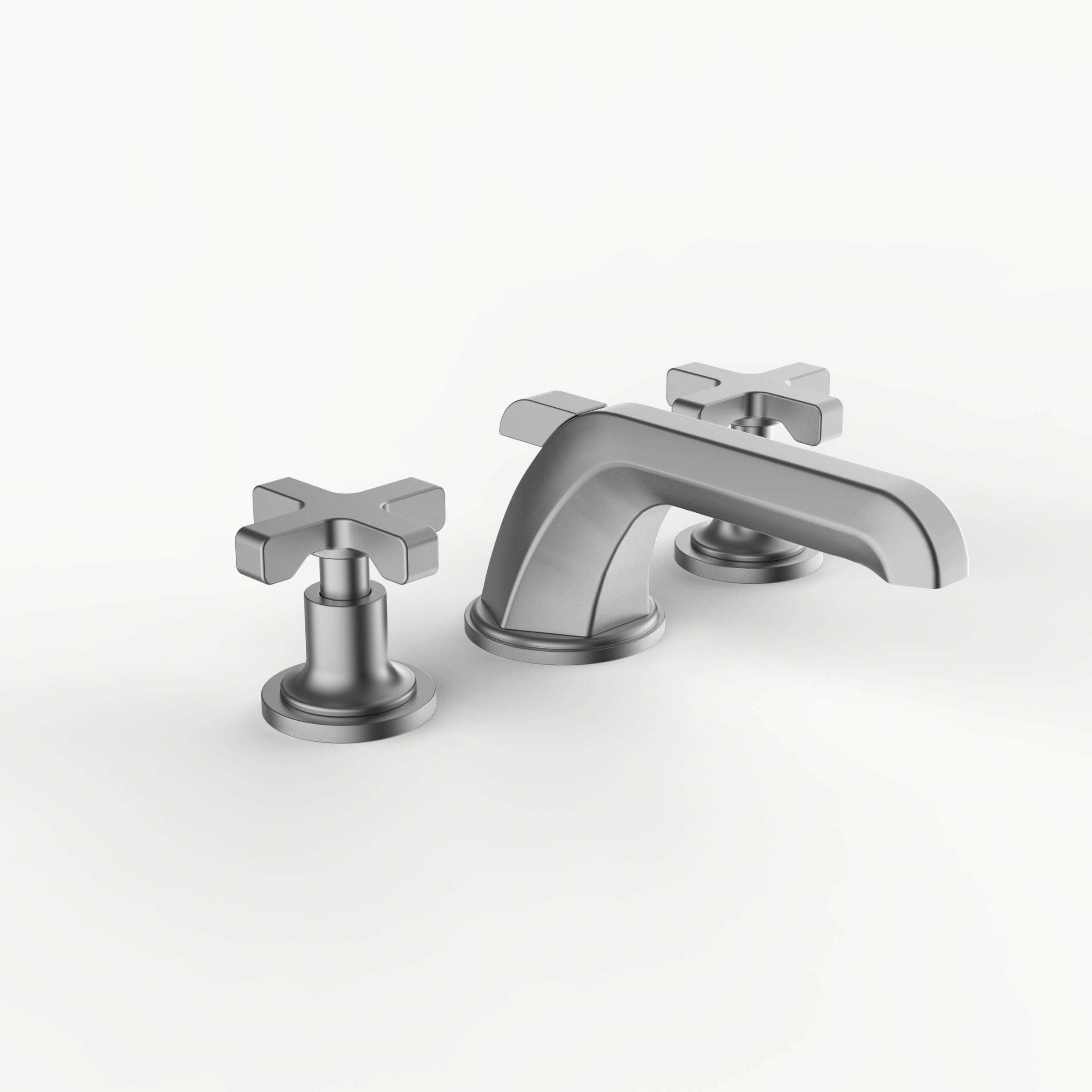 Davinci STR-COU-100-SN Streamline Deck Mounted Three Hole Lavatory Faucet with Low Profile Spout with Cross Handles in Satin Nickel 