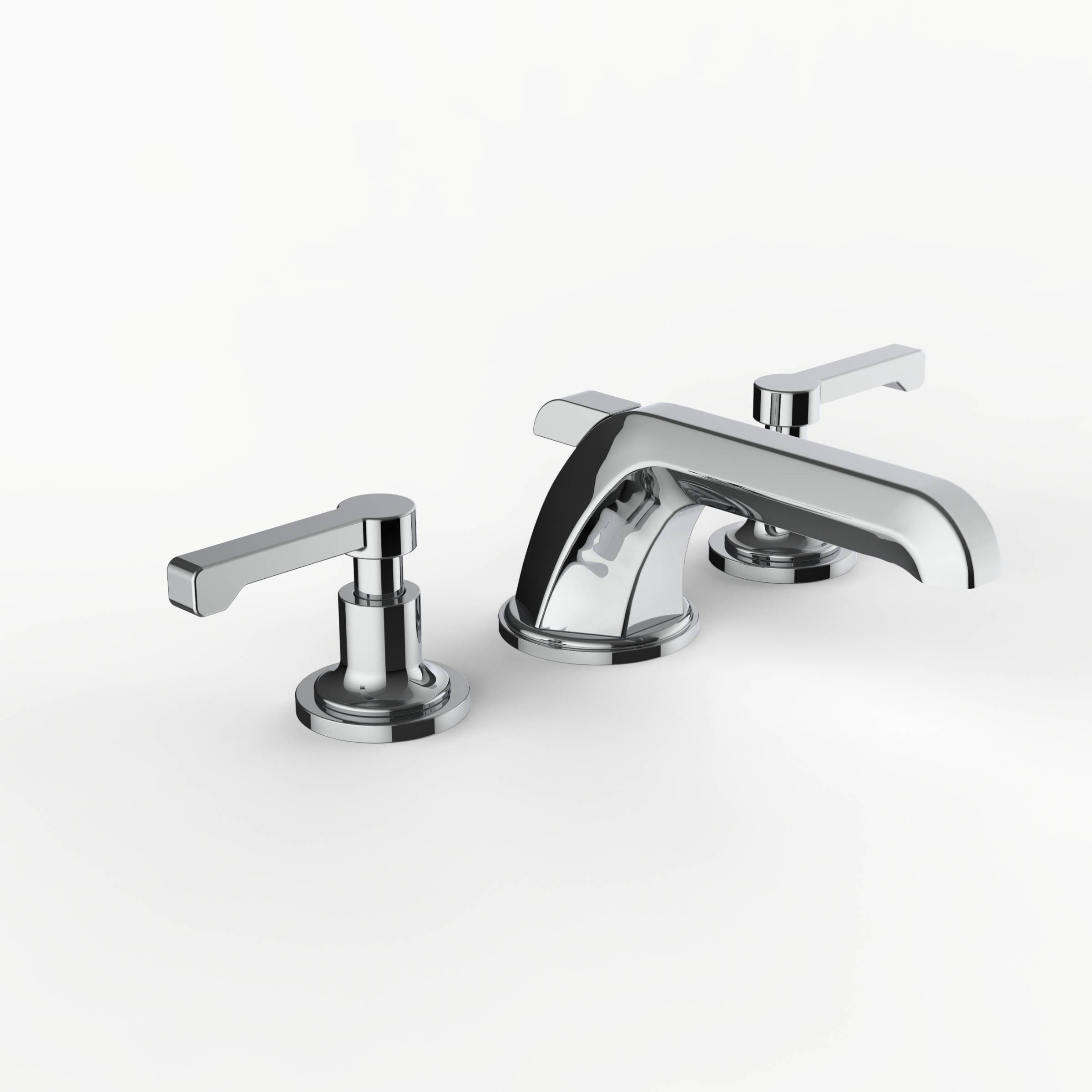Davinci STR-ZEP-100-PC Streamline Deck Mounted Three Hole Lavatory Faucet with Low Profile Spout with Lever Handles in Polished Chrome
