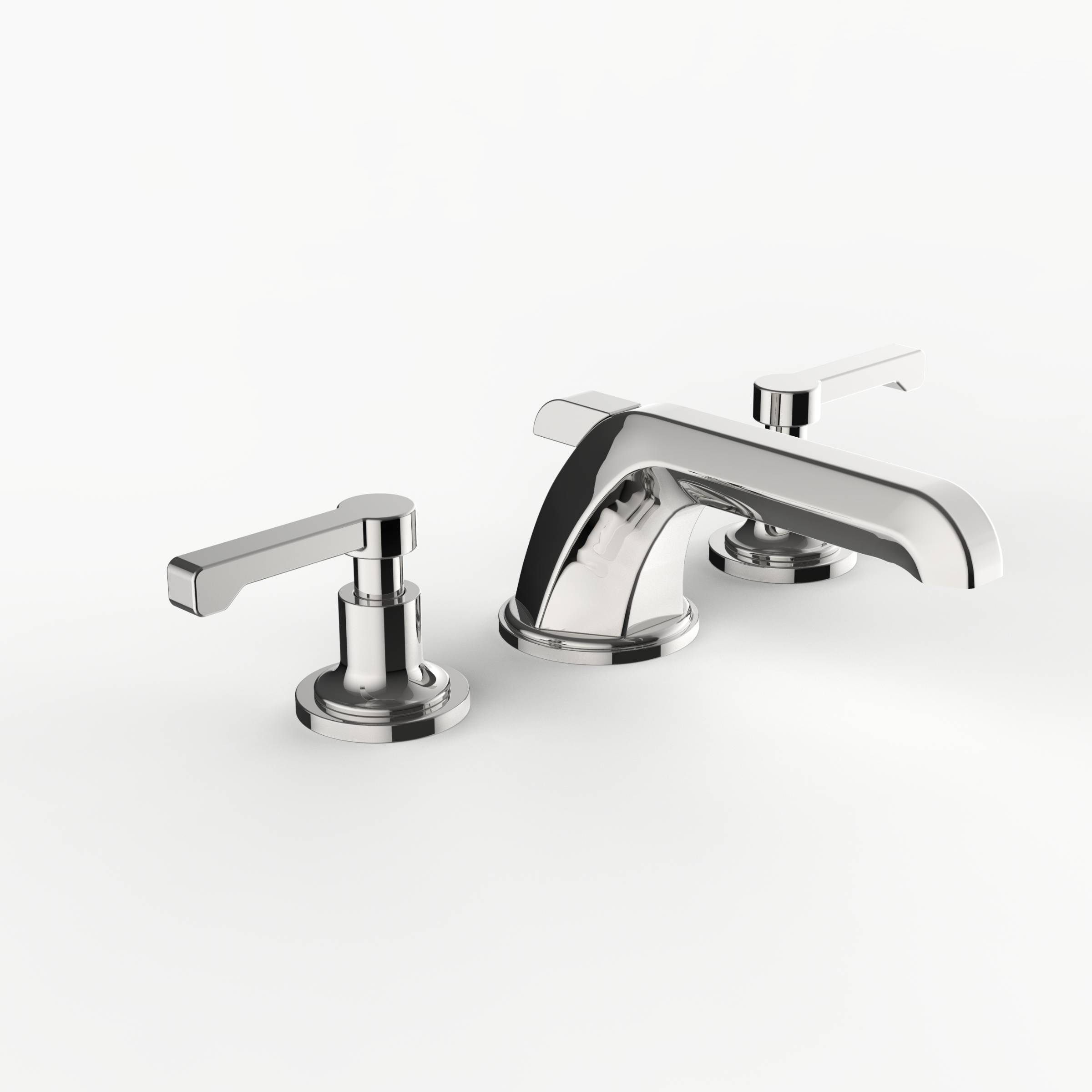 Davinci STR-ZEP-100-PN Streamline Deck Mounted Three Hole Lavatory Faucet with Low Profile Spout with Lever Handles in Polished Nickel