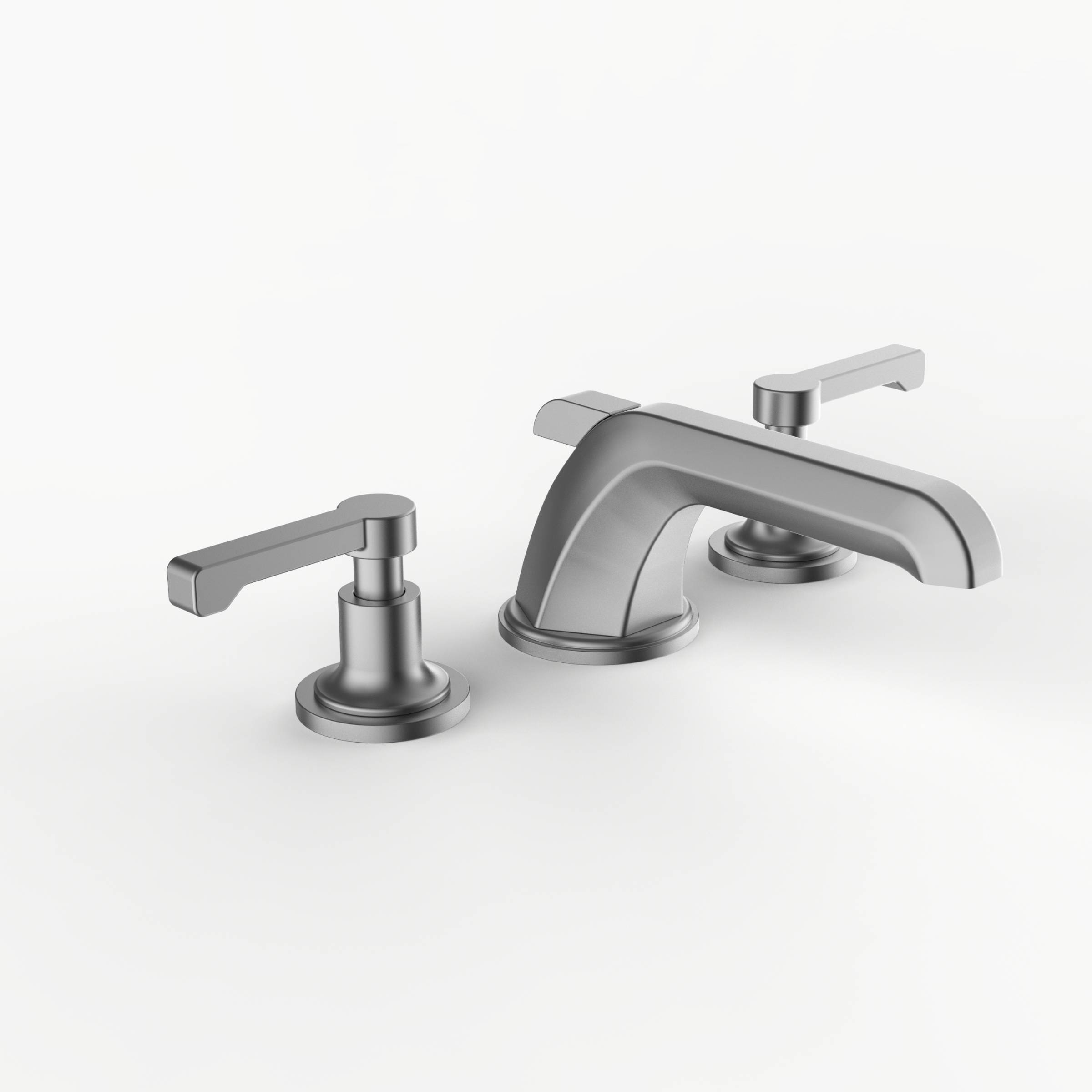 Davinci STR-ZEP-100-SN Streamline Deck Mounted Three Hole Lavatory Faucet with Low Profile Spout with Lever Handles in Satin Nickel 