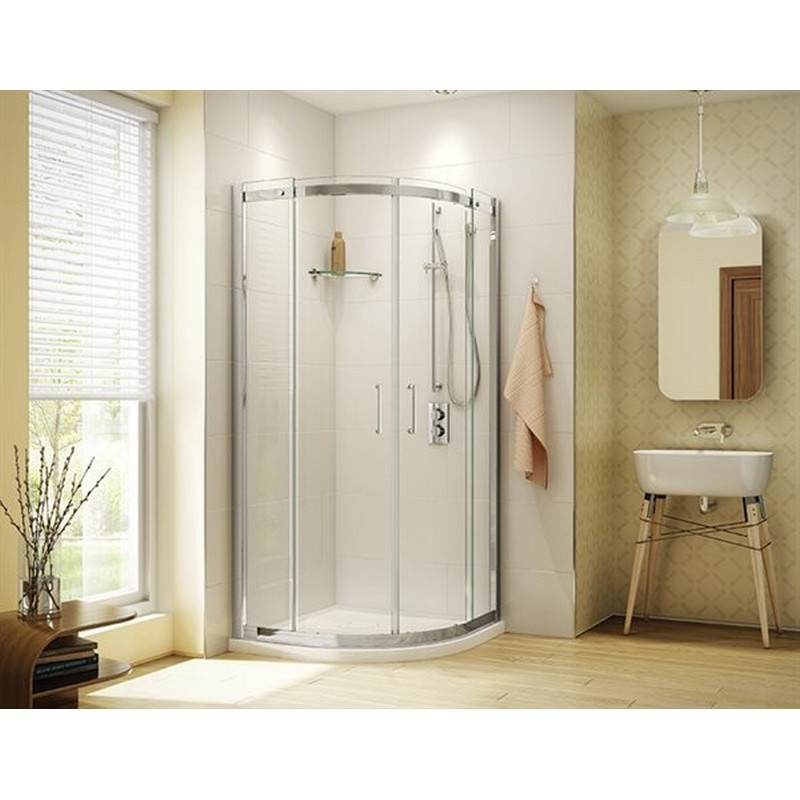 Fleurco STR36-11-40 Apollo Round 36" W X 75" H  Semi-Frameless Curved Sliding Door with 1/4" Clear Glass in Chrome