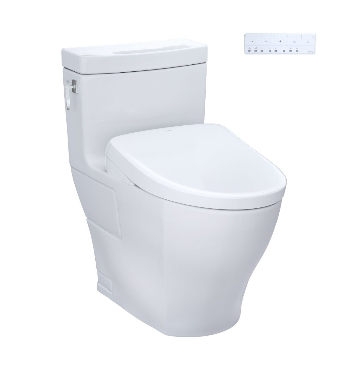 Toto MW6264726CEFG#01 Aimes® Washlet+ S7 1.28 GPF Tornado Flush One-Piece Toilet with EWATER+ Contemporary Bidet Seat in Cotton White