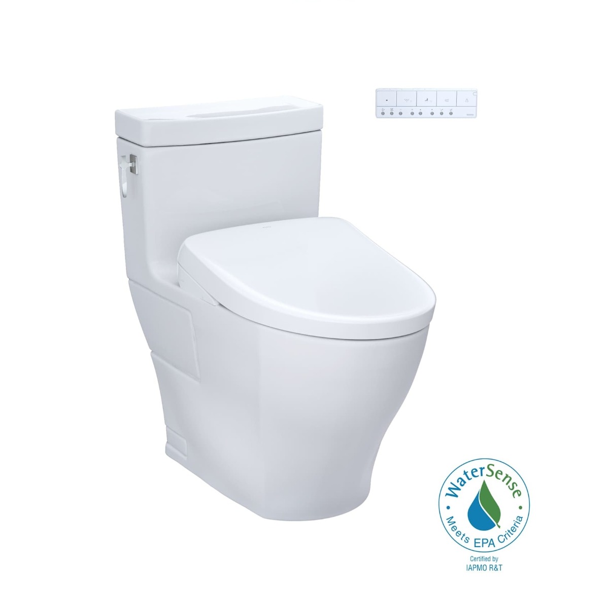 Toto MW6264726CEFGA#01 Aimes® Elongated WASHLET®+ S7 1.28 GPF Floor Mounted One Piece Toilet with EWATER+ Contemporary Auto Flush Bidet Seat in Cotton White