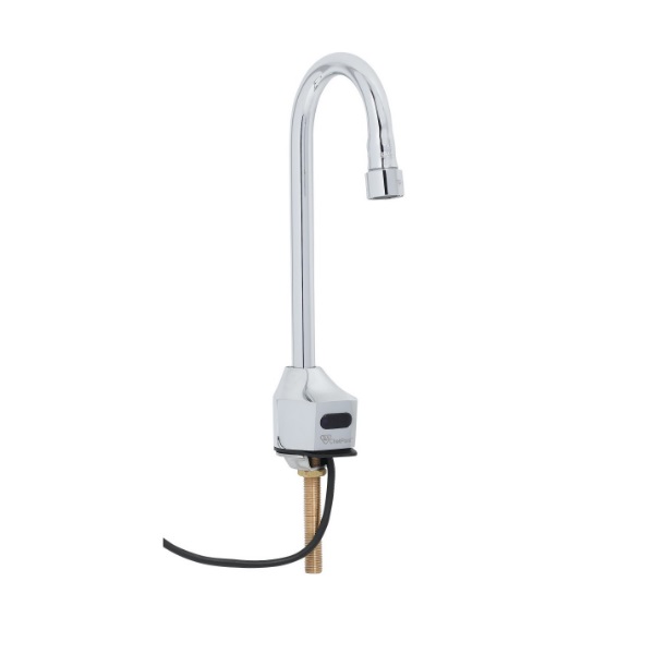 T&S Brass EC-3100 ChekPoint Sensor Faucet, Deck Mount, Gooseneck, AC/DC Control Module, 2.2 GPM/8.3 LPM Vandal Resistant Aerator in Polished Chrome