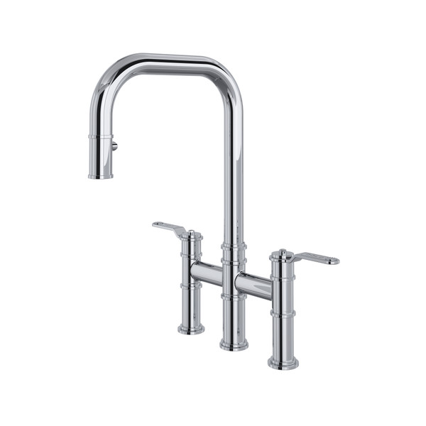 Rohl U.4551HT-APC-2 Armstrong 1.8 GPM Widespread Bridge Pull Down Kitchen Faucet in Polished Chrome