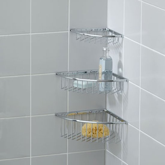 Valsan 53420ES Essential Corner Wire Soap Basket - Small in Satin Nickel