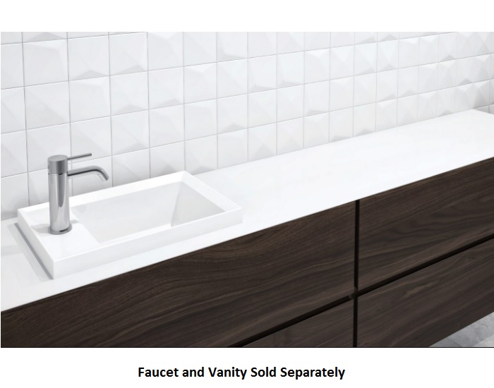 Wetstyle VLBQS18-O-1-NT-GA  Lab 1 Hole Drop-In Bathroom Sink 18" L X 12" W X 1.5" H in White True High Gloss (Faucet and Vanity Sold Separately)