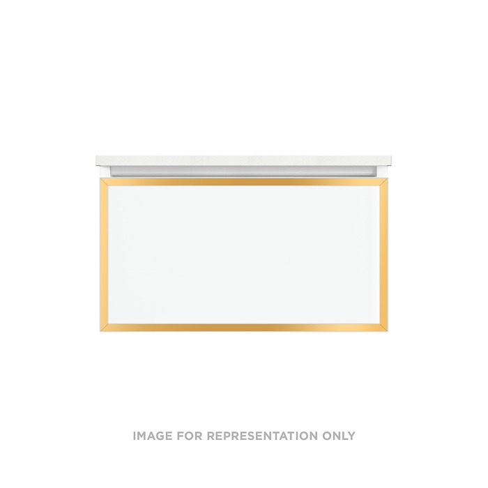 Robern VP30H2D21P28N82 Profiles Framed Vanity, 30" W X 15" H X 21" D, Matte Black, Matte Gold Frame, Plumbing Drawer