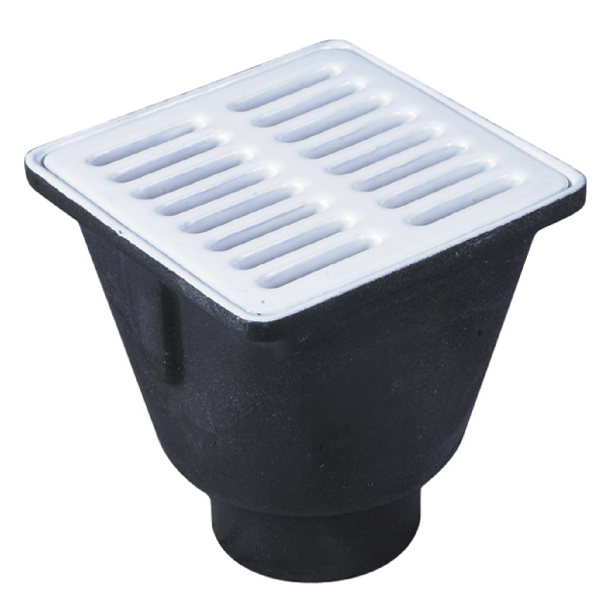 Watts 8185065 FS-713 Floor Sink, 3" Pipe, No Hub, 8" Square, 6" Deep Porcelain Enamel Coated Cast Iron Grate, Dome Bottom Strainer, No Hub