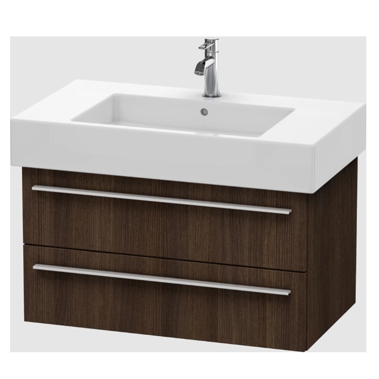Duravit XL635205353 X-Large 31.5" L X 18.38" W X 17.63" H Two Drawer Wall Mounted Vanity Base Only in Chestnut Dark (Vanity Top Sold Separately)