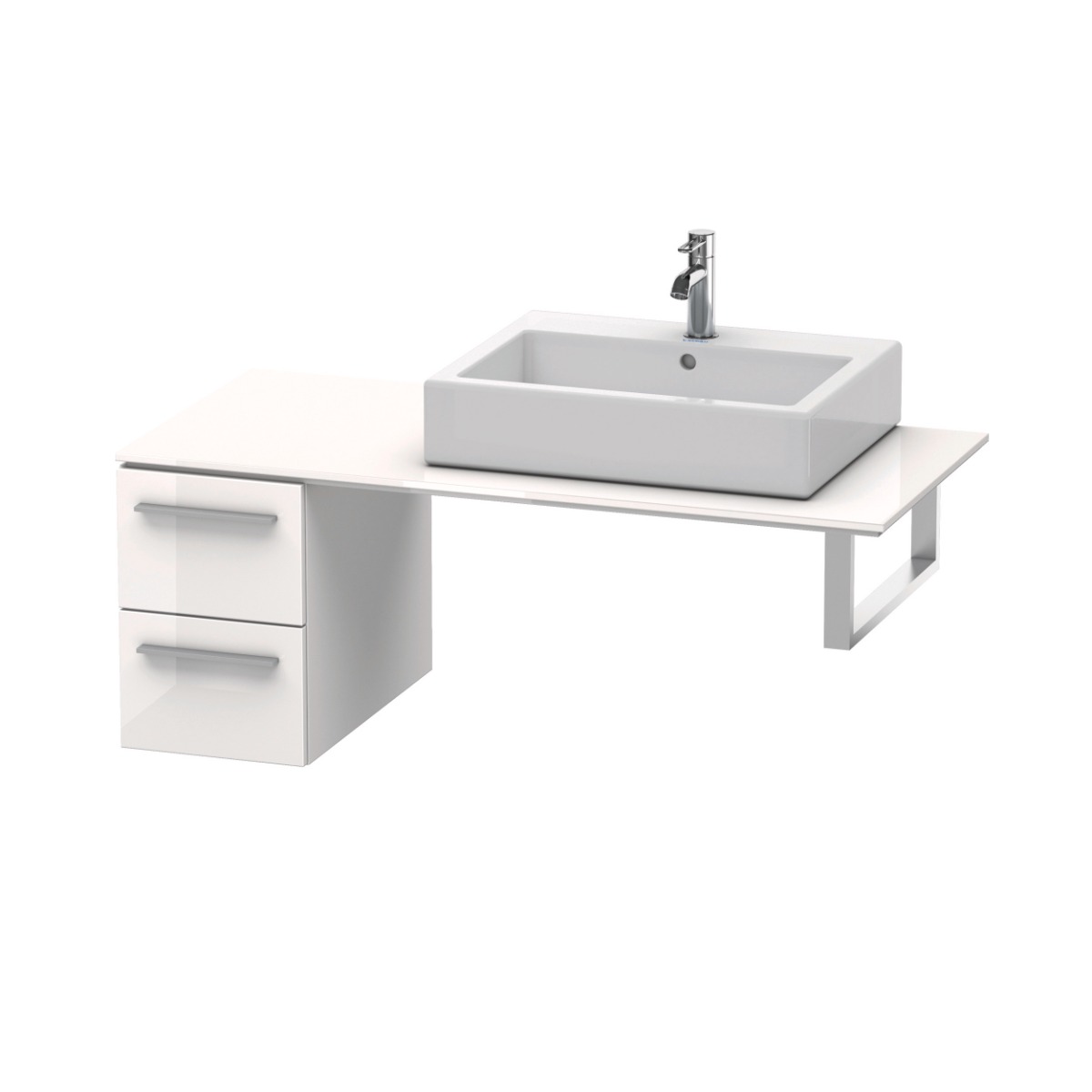 Duravit XL672108585 X-Large 11 3/4 Inch Wall Mount Single Bathroom Vanity with Two Drawers for Console - White High Gloss Lacquer