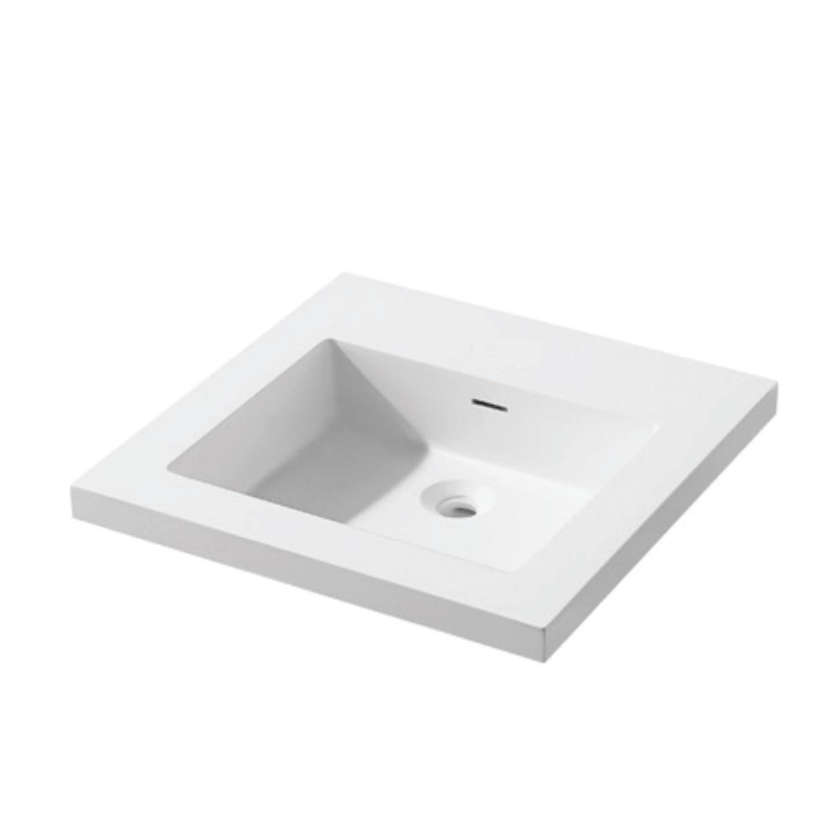 Madeli XTU2015-20-100-WH X-Stone 20" W X 20" L X 6" H Solid Surface Square Vanity Top and Sink with Overflow and without Faucet Hole in Glossy White (Vanity Base Sold Separately)