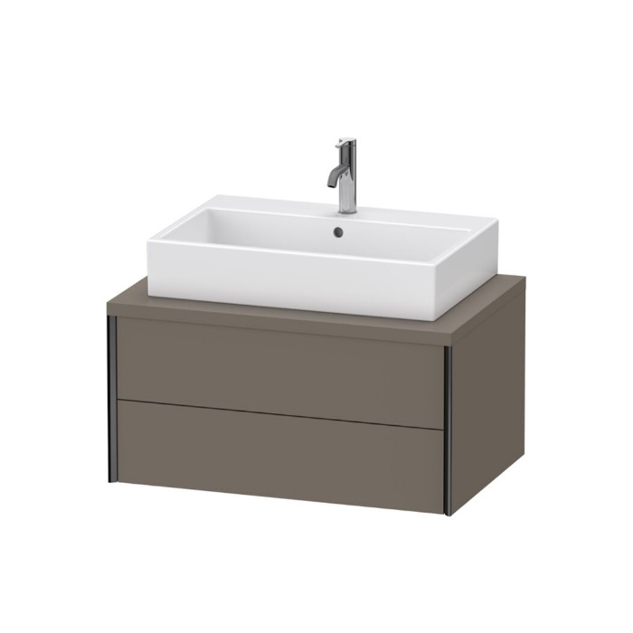 Duravit XV59170B290 XViu 32.75" L X 21.63" W X 15.75" H Wall Mounted Two Drawer Vanity Base Only for Console in Flannel Grey Satin Matt Lacquer (Vanity Top Sold Separately)