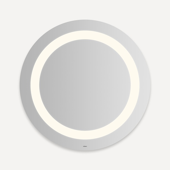 Robern YM0030CIFPD3 Vitality Lighted Mirror, 30 Circle, Inset Light Pattern, 3000K Temperature (Warm Light), Dimmable, Defogger