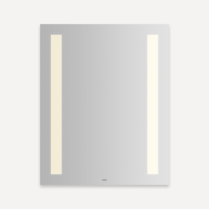 Robern YM2430RCFPD3 Vitality Lighted Mirror, 24" W X 30" H X 1-3/4" D, Rectangle, Column Light Pattern, 3000K Temperature (Warm Light), Dimmable, Defogger