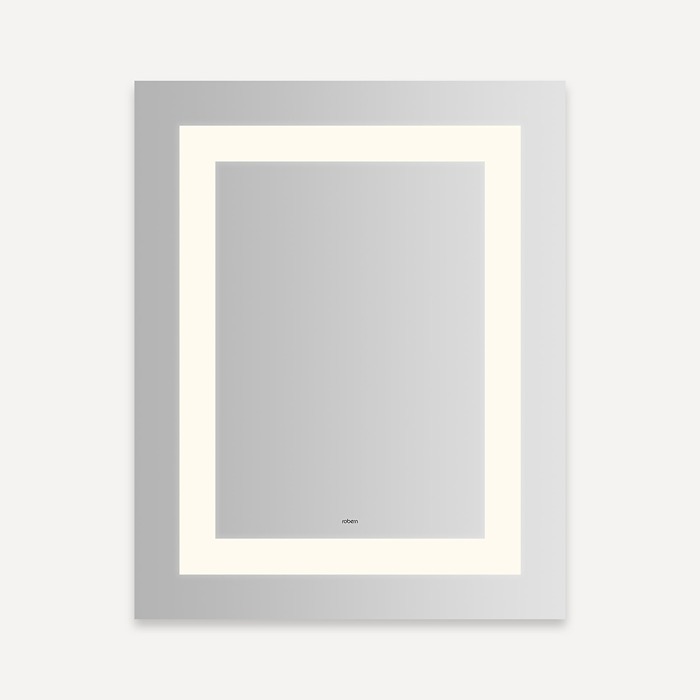 Robern YM2430RIFPD3 Vitality Lighted Mirror, 24" W X 30" H X 1-3/4" D, Rectangle, Inset Light Pattern, 3000K Temperature (Warm Light), Dimmable, Defogger
