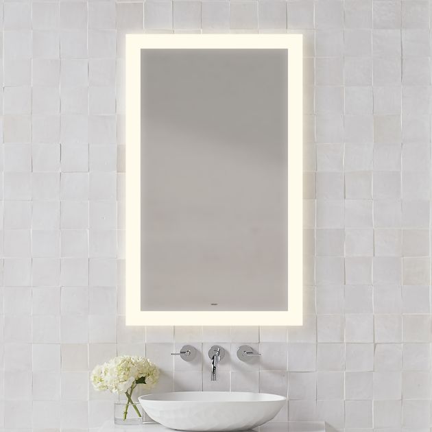 Robern YM2430RPFPD3K Title 24 Vitality Lighted Mirror, 24" W X 30" H X 1-3/4" D, Rectangle, Perimeter Light Pattern, 3000K Temperature (Warm Light), Dimmable, Defogger