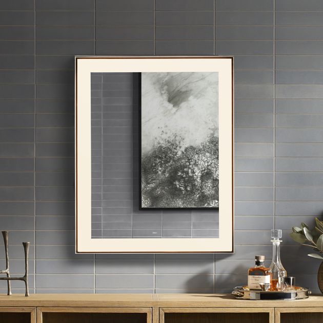 Robern YM2531RPSMD383 Sculpt™ 25" W X 31" H X 2-1/4" D Lighted Mirror with Slim Museum in Matte Black, Perimeter Light Pattern, 3000K Temperature (Warm Light), Dimmable and Defogger