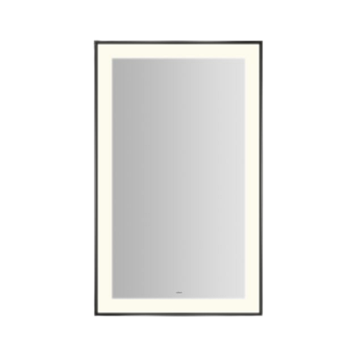 Robern YM2541RPSMD383 Sculpt Lighted Mirror, 25-1/4" W X 41-1/4" H X 2-1/4" D, Slim Museum Frame, Matte Black, Perimeter Light Pattern, 3000K Color Temperature (Warm White), Dimmable, Defogger