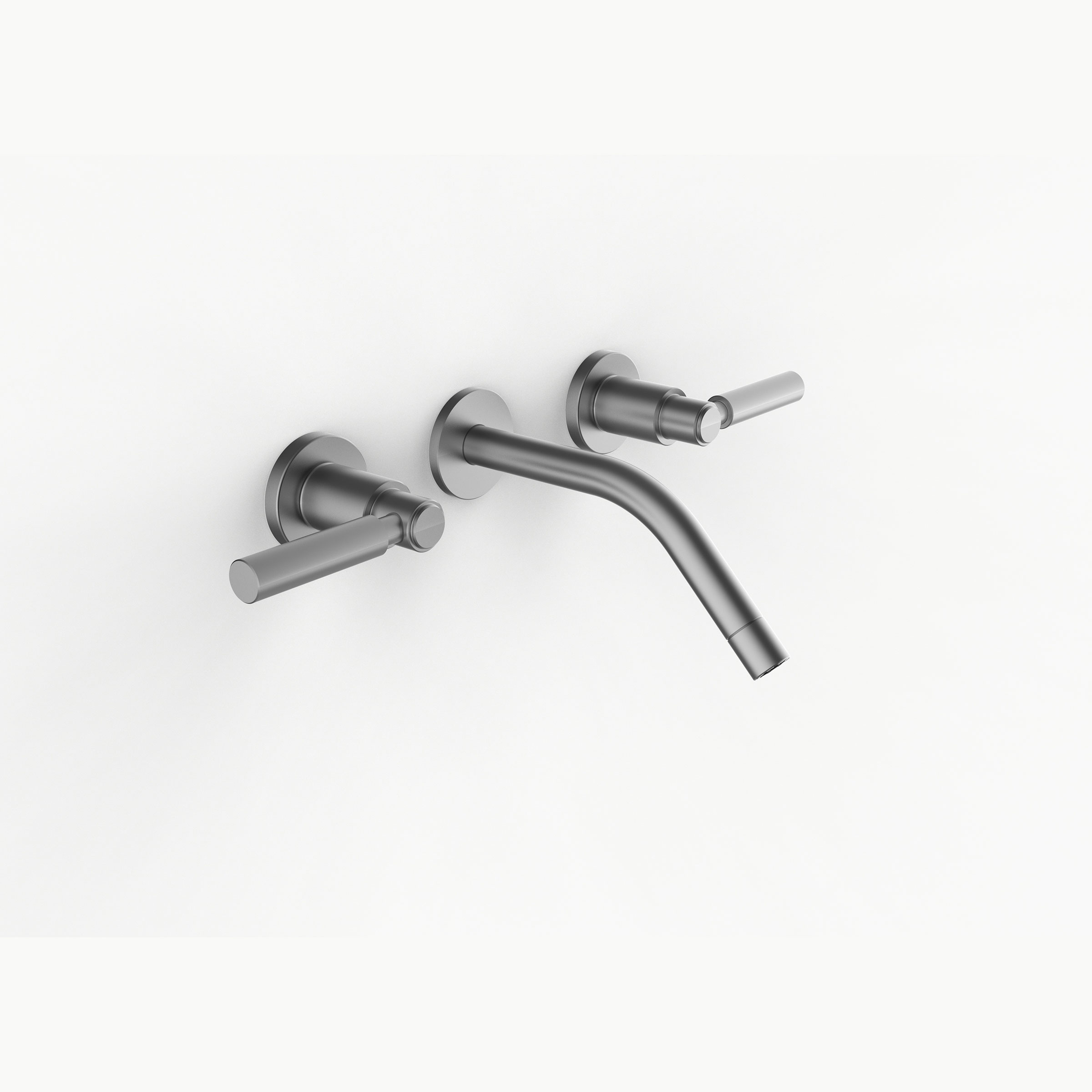 Davinci ZEN-GOT-150-SN Gotham Three Hole Wall Mounted Lavatory Faucet with 45 Degree Angled Spout with Wheel Handles in Satin Nickel 