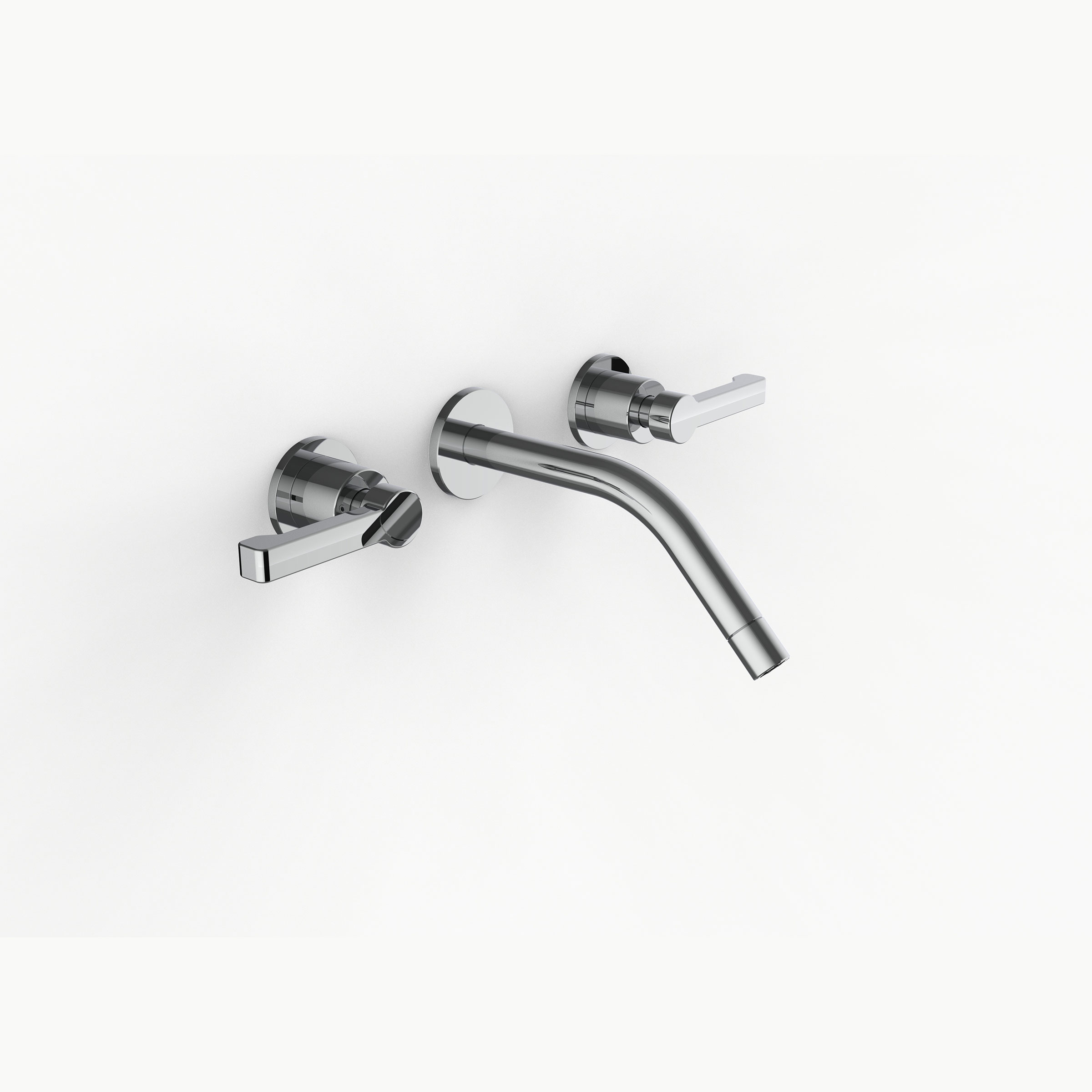 Davinci ZEN-H23-150-S-PC Gotham Wall Mounted Three Hole Wall Mounted Lavatory Faucet with 45 Degree Angled Spout with Zephyr Lever Handles with Smooth Base in Polished Chrome