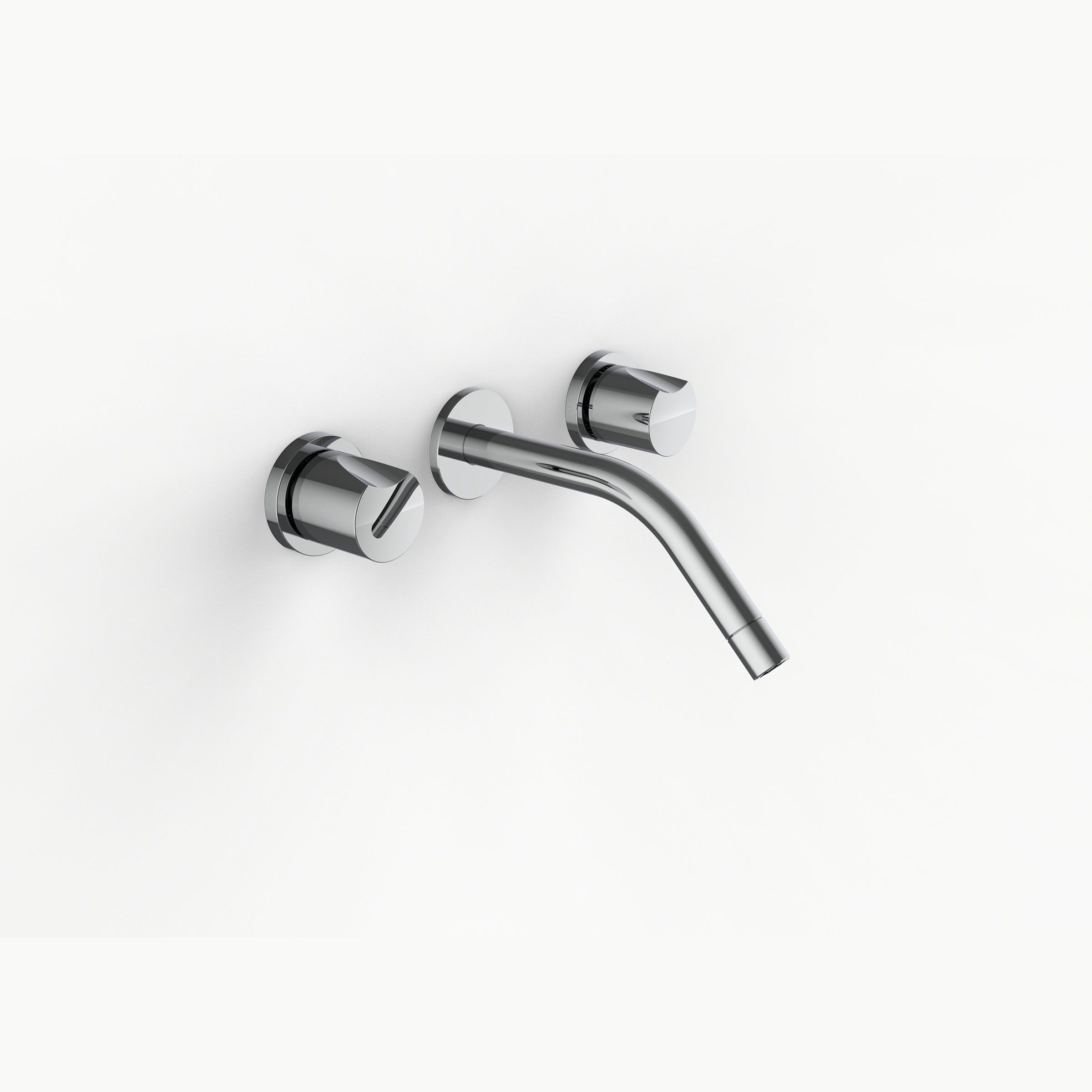 Davinci ZEN-SAR-150-PC Gotham Three Hole Wall Mounted Lavatory Faucet with 45 Degree Angled Spout with Saratoga Knob Style Handles in Polished Chrome