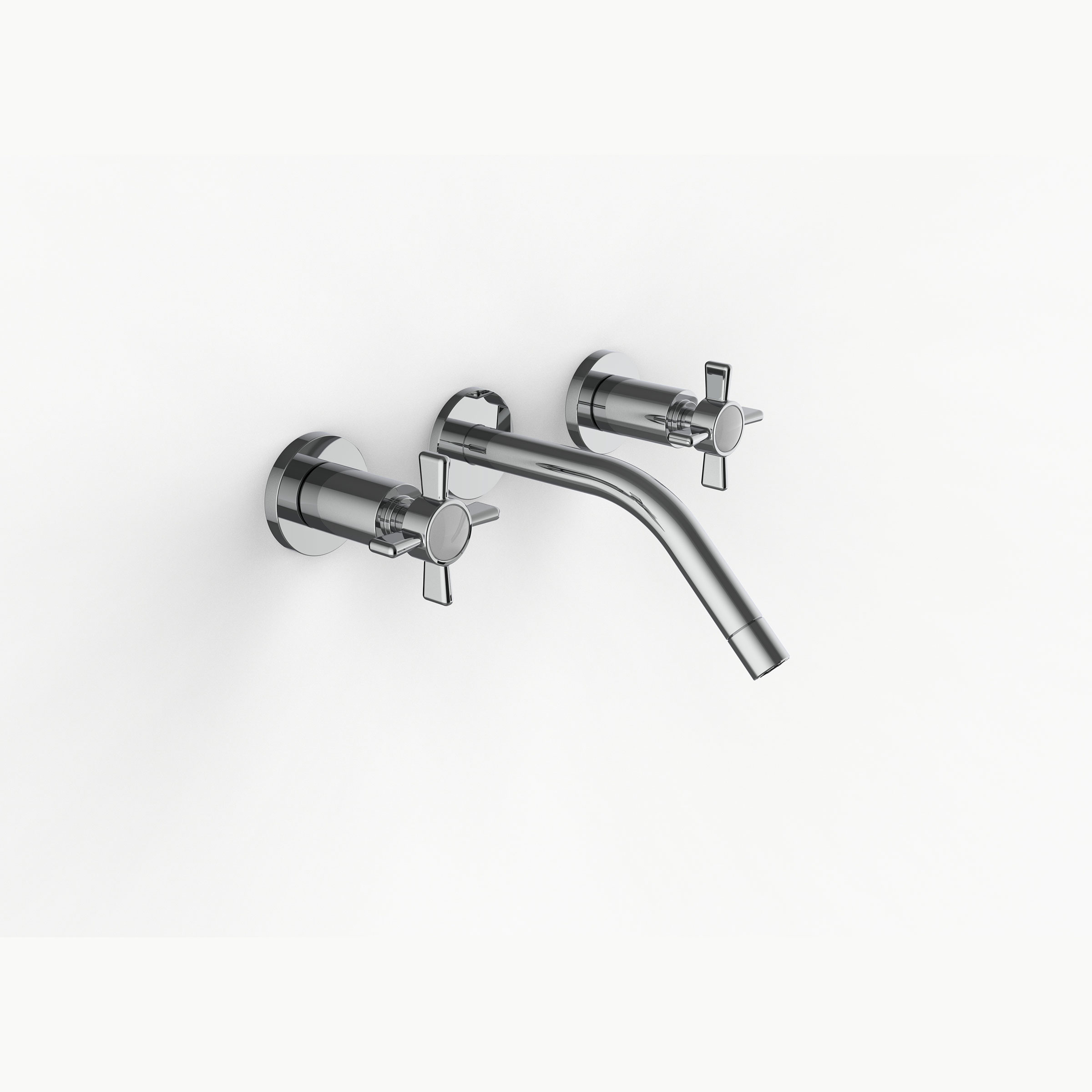 Davinci ZEN-TRI-150-PC Gotham Three Hole Wall Mounted Lavatory Faucet with 45 Degree Angled Spout with Cross Handles in Polished Chrome