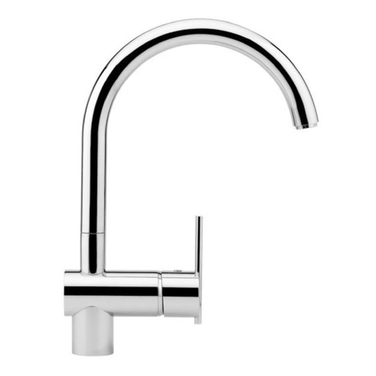 Zucchetti ZX3377.195E Spin Single Hole Deck Mounted Swivel Spout Kitchen Faucet with Side Spray in Polished Chrome